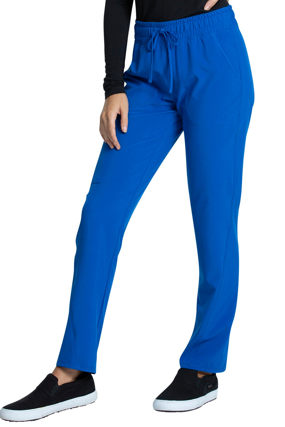 Cherokee Allura CKA184 tapered leg scrub pants in royal blue - mid-rise drawstring medical scrubs for healthcare professionals.