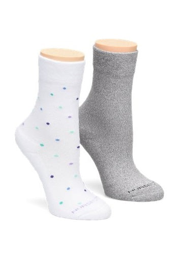 Nurse Mates Diabetic Comfort Crew Socks 2/Pack in Grey and White at Parker's Clothing and Shoes.