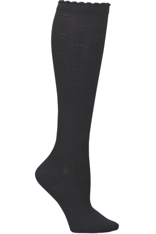 Nurse Mates Compression Socks Scalloped Heart Regular Calf Up To 17" in black at Parker's Clothing & Scrubs.