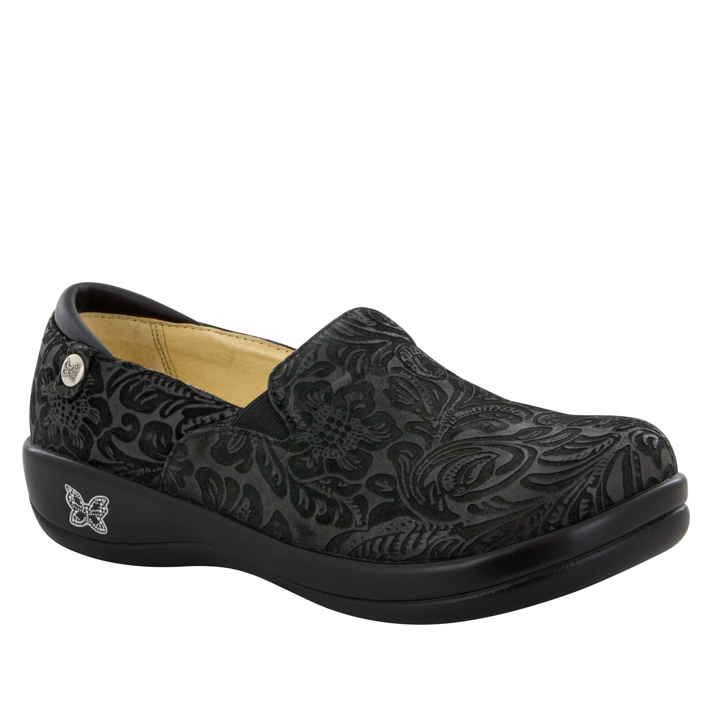 Alegria Sale Shoe Size 40 Keli in Black Embossed Paisley at Parker's Clothing & Scrubs.