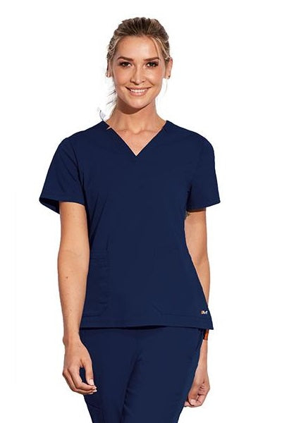 Motion by Barco Scrub Top Claire V-Neck in Navy at Parker's Clothing & Scrubs.