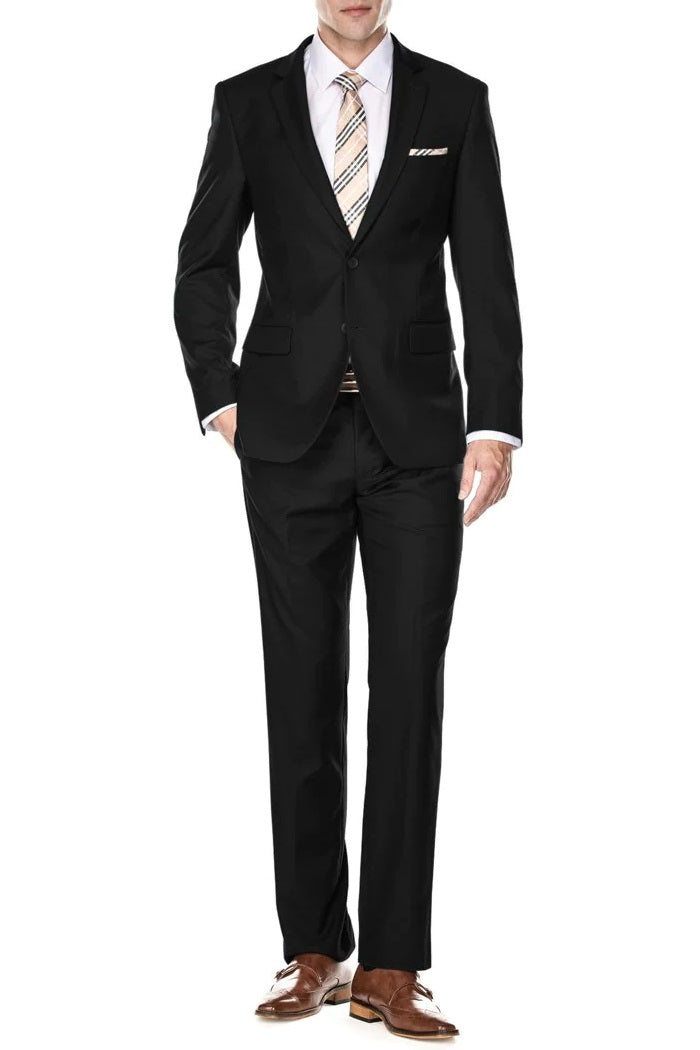 Men's Suit Superior 150 Wool Feel in Black at Parker's Clothing and Shoes.