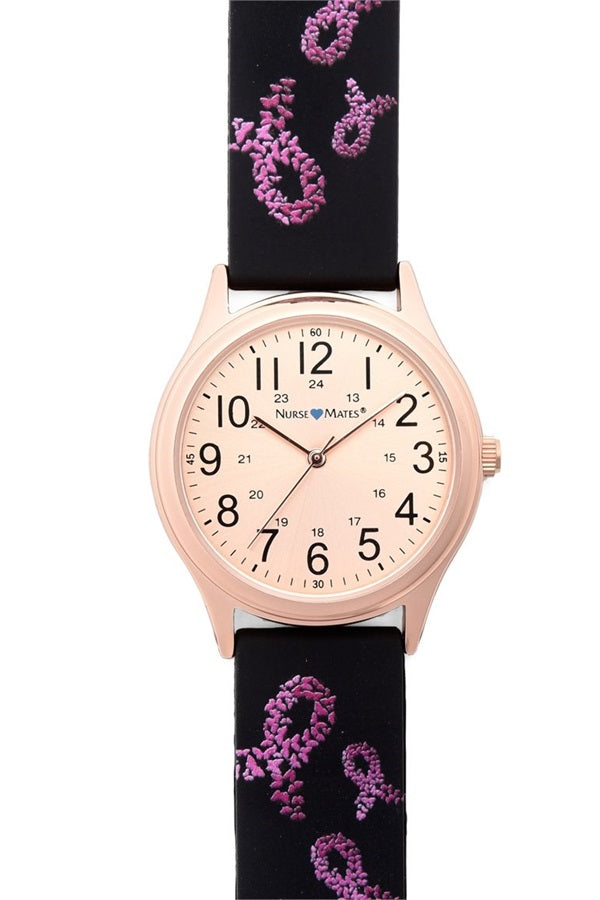 Nurse Mates Watches Novelty Patterns at Parker's Clothing and Shoes. Flutter Pink Ribbon.