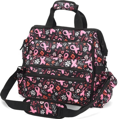 Nurse Mates Ultimate Nursing Bag in Pink Ribbon Garden at Parker's Clothing & Scrubs.