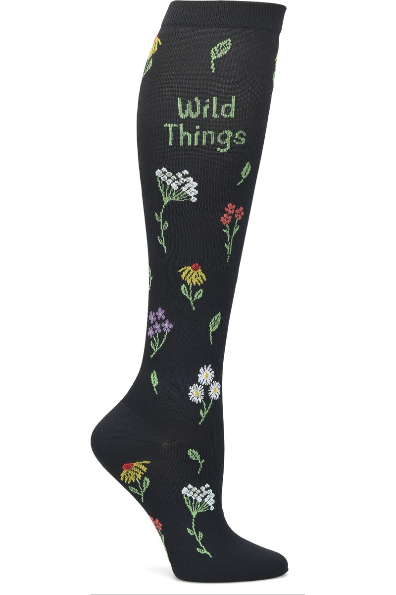 Nurse Mates Wild Things compression socks with animal print pattern - 12-14 mmHg graduated compression for regular calves up to 17 inches, fun wildlife design for nurses and healthcare professionals
