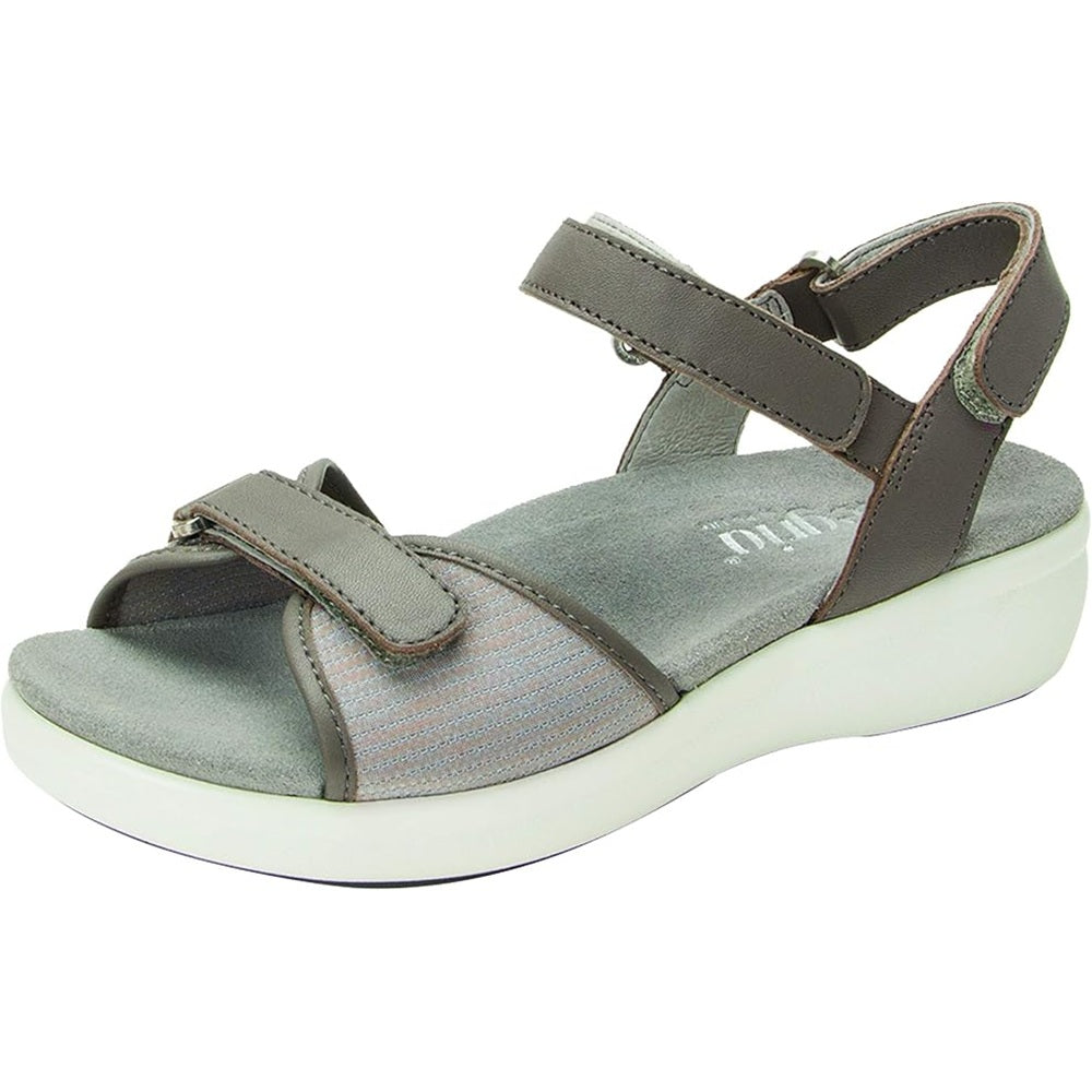 Gray sandal with a white sole on a white background