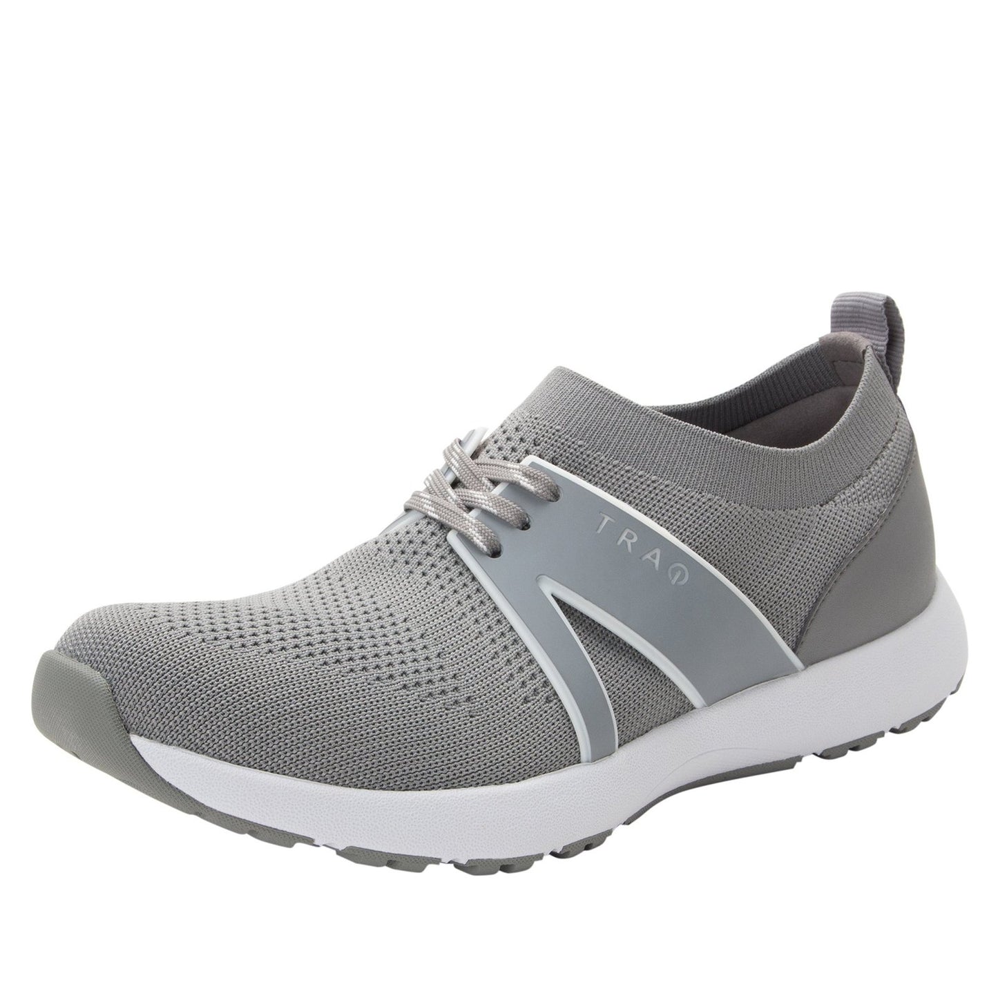 Gray sneaker with white sole on a white background