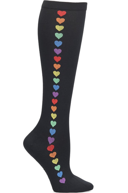 Nurse Mates Plus Size Compression Socks Wide Calf 12-14 mmHg at Parker's Clothing and Shoes. Plus size womens compression socks. Compression socks for nursing. Medical compression socks. Rainbow Hearts