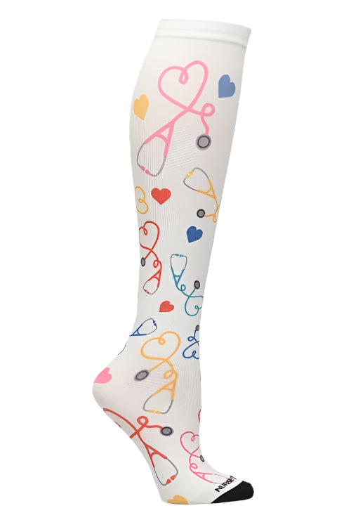 Nurse Mates Mild Compression Socks 360° Seamless 12-14 mmHg at Parker's Clothing & Scrubs. Stethoscope Hearts