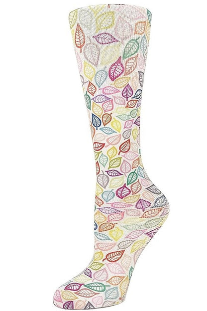 Cutieful Moderate Compression Socks 10-18 mmHg Knit in Print Patterns Vibrant Leaves at Parker's Clothing and Shoes.