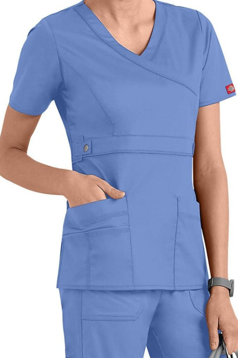 Dickies Scrub Top Gen Flex Mock Wrap 817355 in Ceil Blue