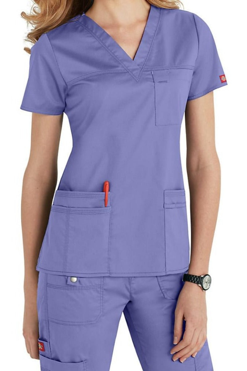 Dickies Scrub Top Gen Flex V Neck 817455 in Ceil Blue