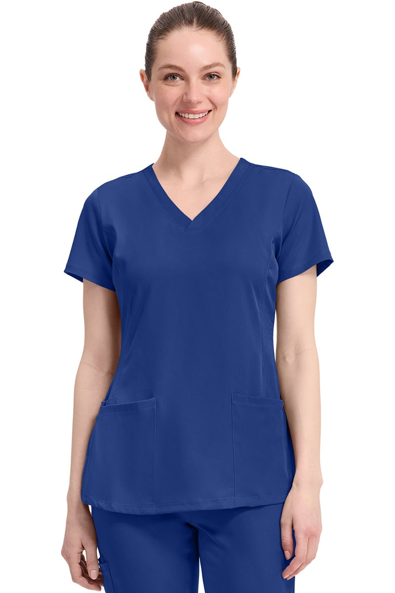 Women's Healing Hands Monica 2500 scrub top in galaxy blue with v-neck and 4 pockets
