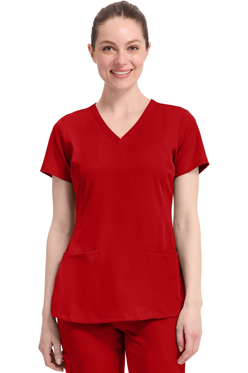 Women's Healing Hands Monica 2500 scrub top in red with v-neck and 4 pockets

