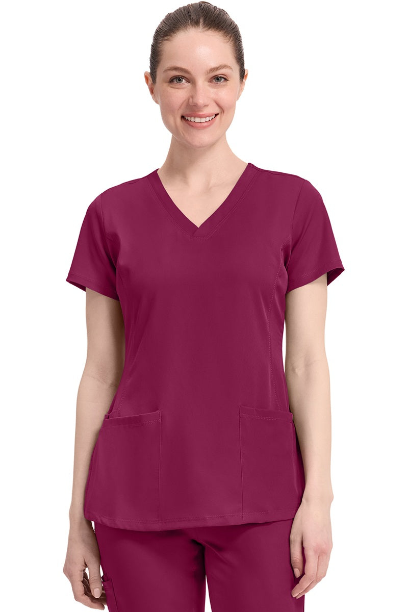 Women's Healing Hands Monica 2500 scrub top in wine with v-neck and 4 pockets
