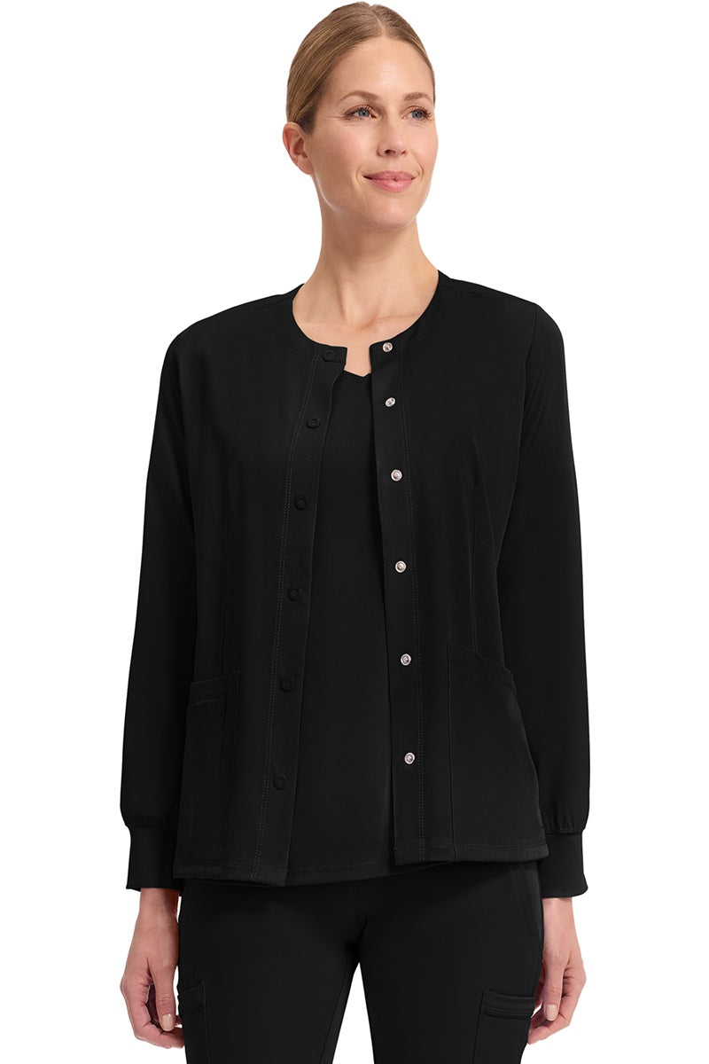 Healing Hands Scrubs HH Works Megan Scrub Jacket 5500 in Black.