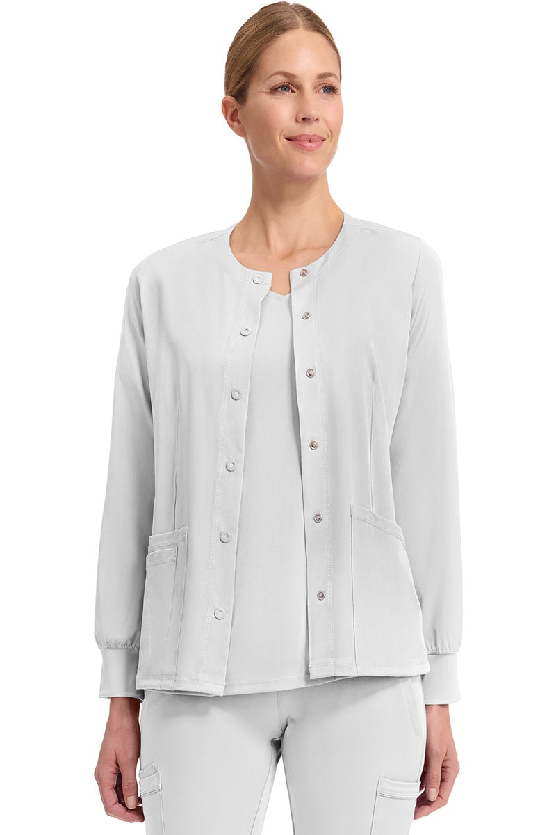 Healing Hands Scrubs HH Works Megan Scrub Jacket 5500 in White.