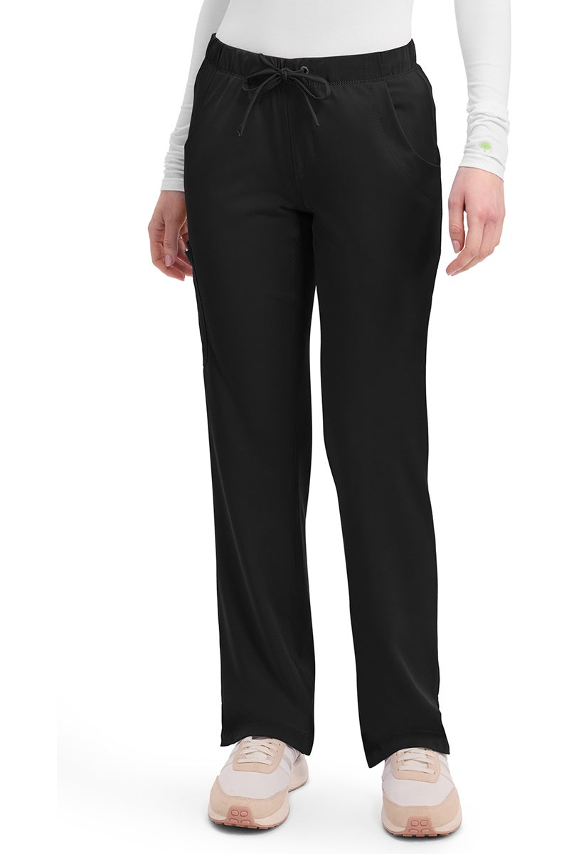 Healing Hands HH Works Rebecca 9560 women's cargo scrub pants in black with 4-way stretch and elastic waist