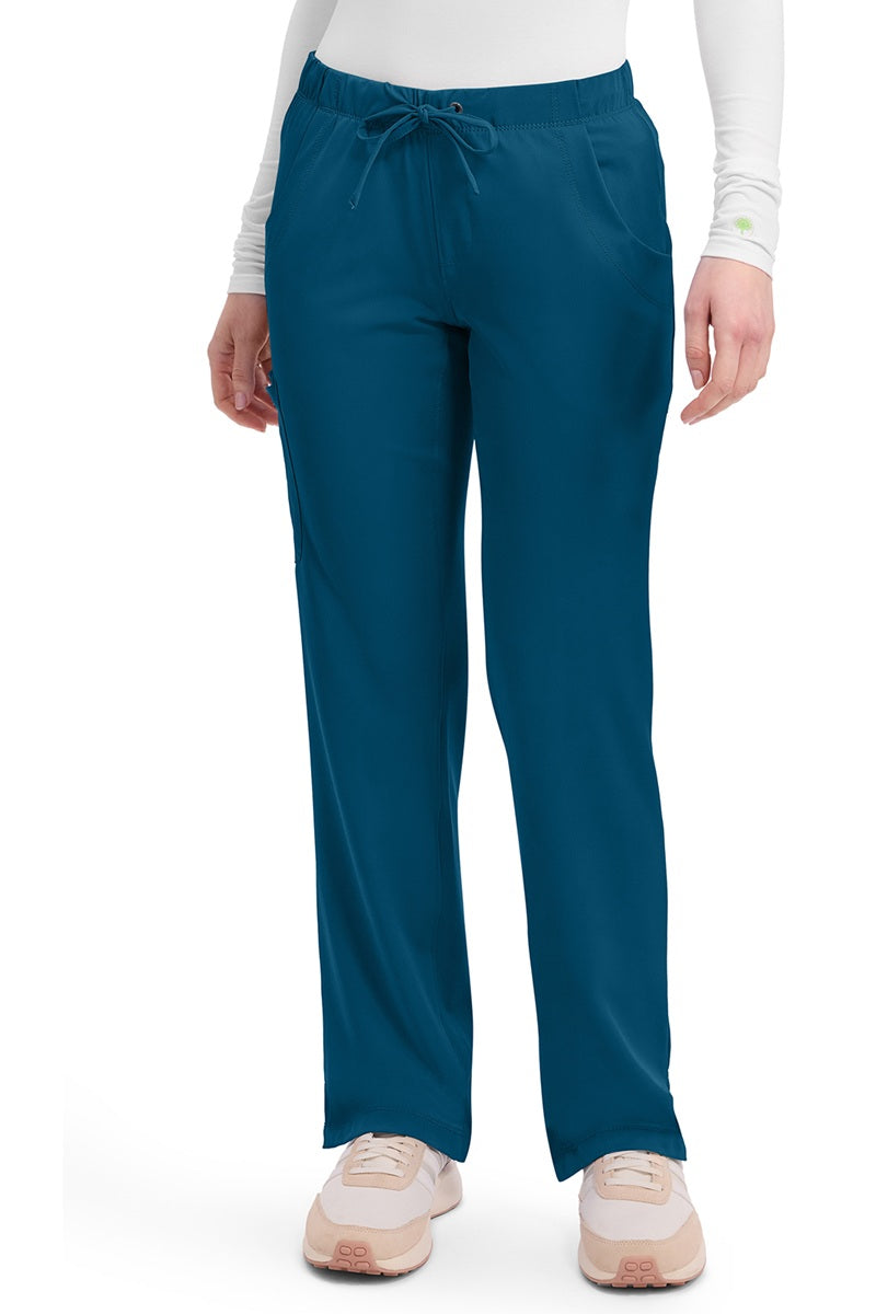 Healing Hands HH Works Rebecca 9560 women's cargo scrub pants in caribbean blue with 4-way stretch and elastic waist