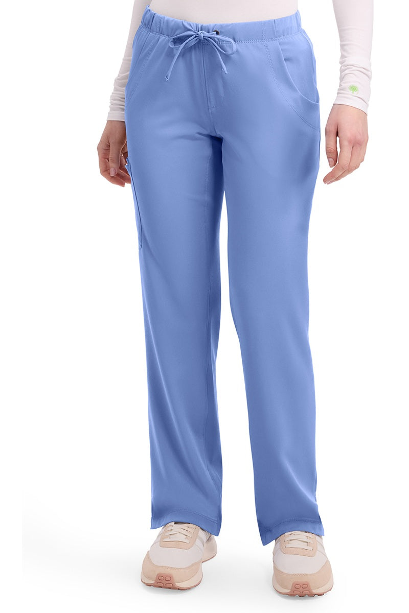 Healing Hands HH Works Rebecca 9560 women's cargo scrub pants in ceil blue with 4-way stretch and elastic waist