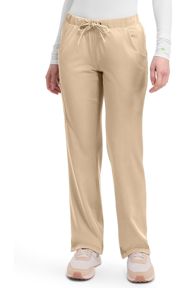 Healing Hands HH Works Rebecca 9560 women's cargo scrub pants in khaki with 4-way stretch and elastic waist