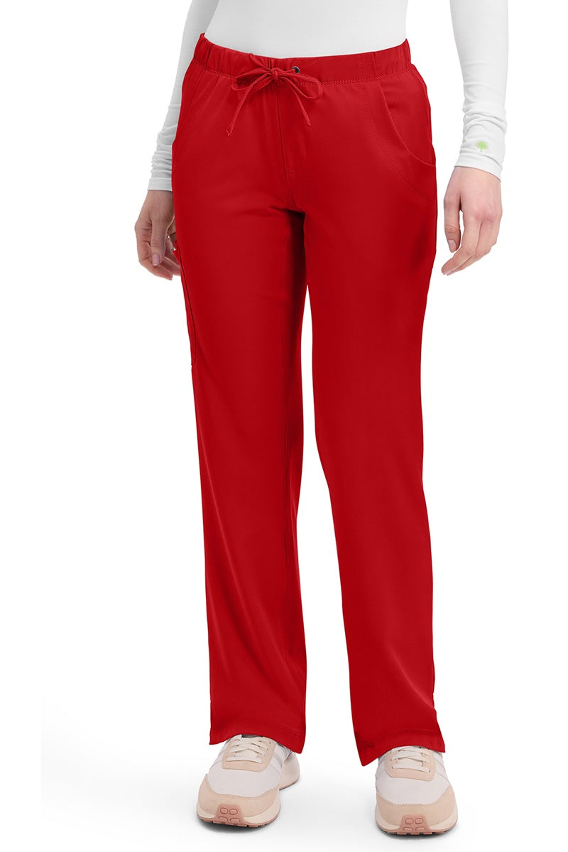 Healing Hands HH Works Rebecca 9560 women's cargo scrub pants in red with 4-way stretch and elastic waist