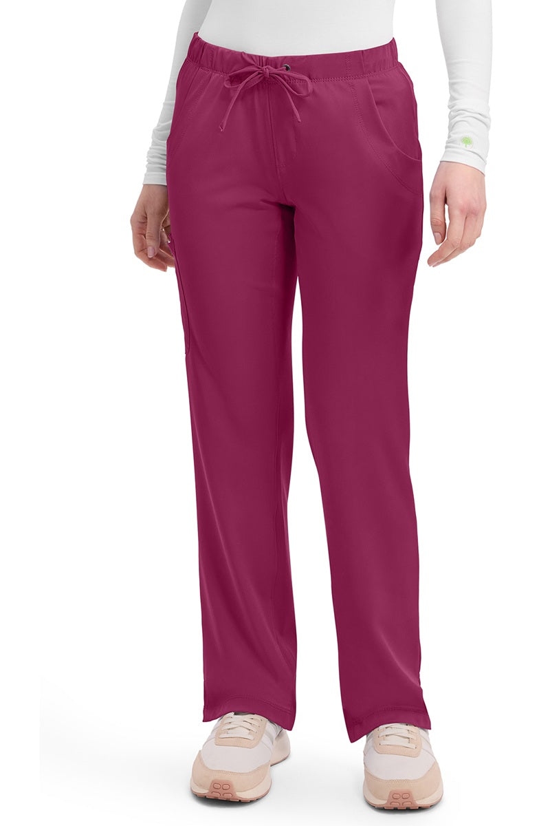 Healing Hands HH Works Rebecca 9560 women's cargo scrub pants in wine with 4-way stretch and elastic waist