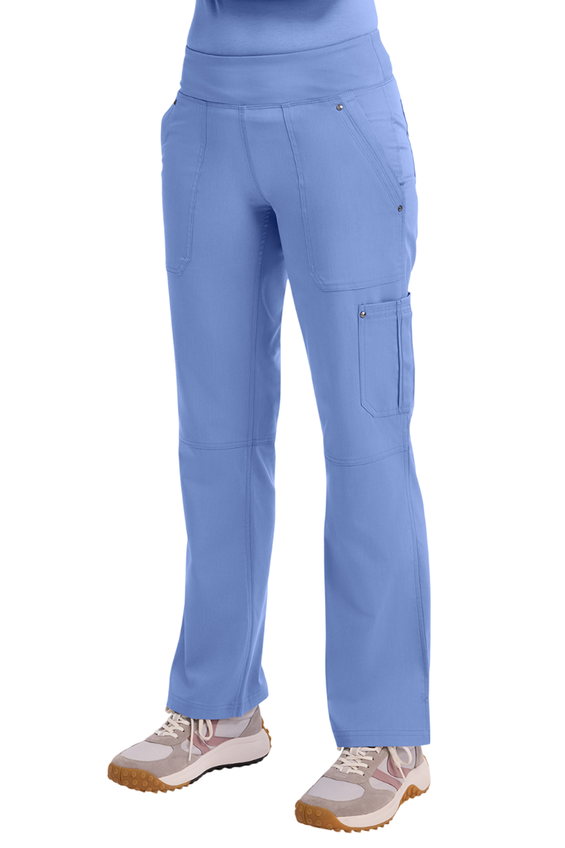 Healing Hands Purple Label Tori 9133 women's straight leg scrub pants in ceil blue - comfortable healthcare apparel for nurses.