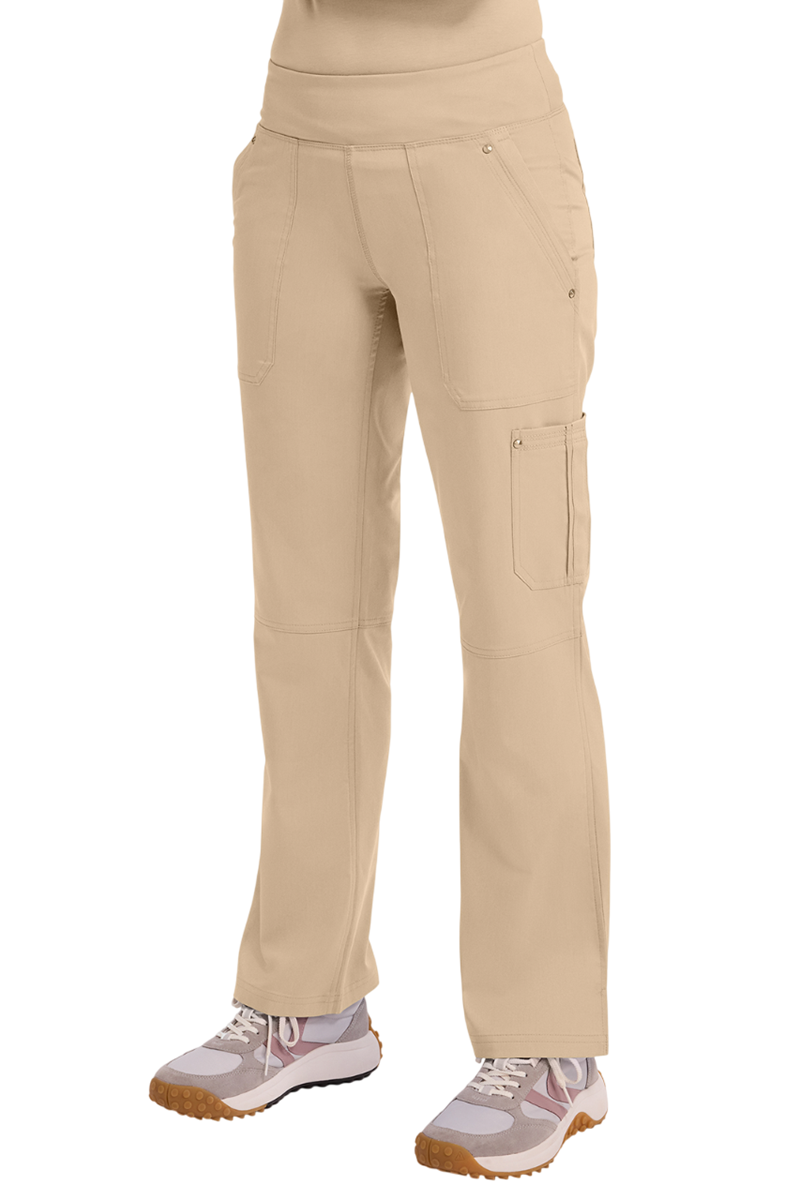 Healing Hands Purple Label Tori 9133 women's straight leg scrub pants in khaki - medical uniform pants with multiple pockets.