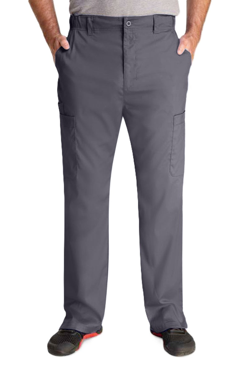IRG Edge Men's Scrub Pants 6851 in pewter grey - durable men's medical scrubs featuring elastic waistband, belt loops, and ample storage pockets for healthcare workers.