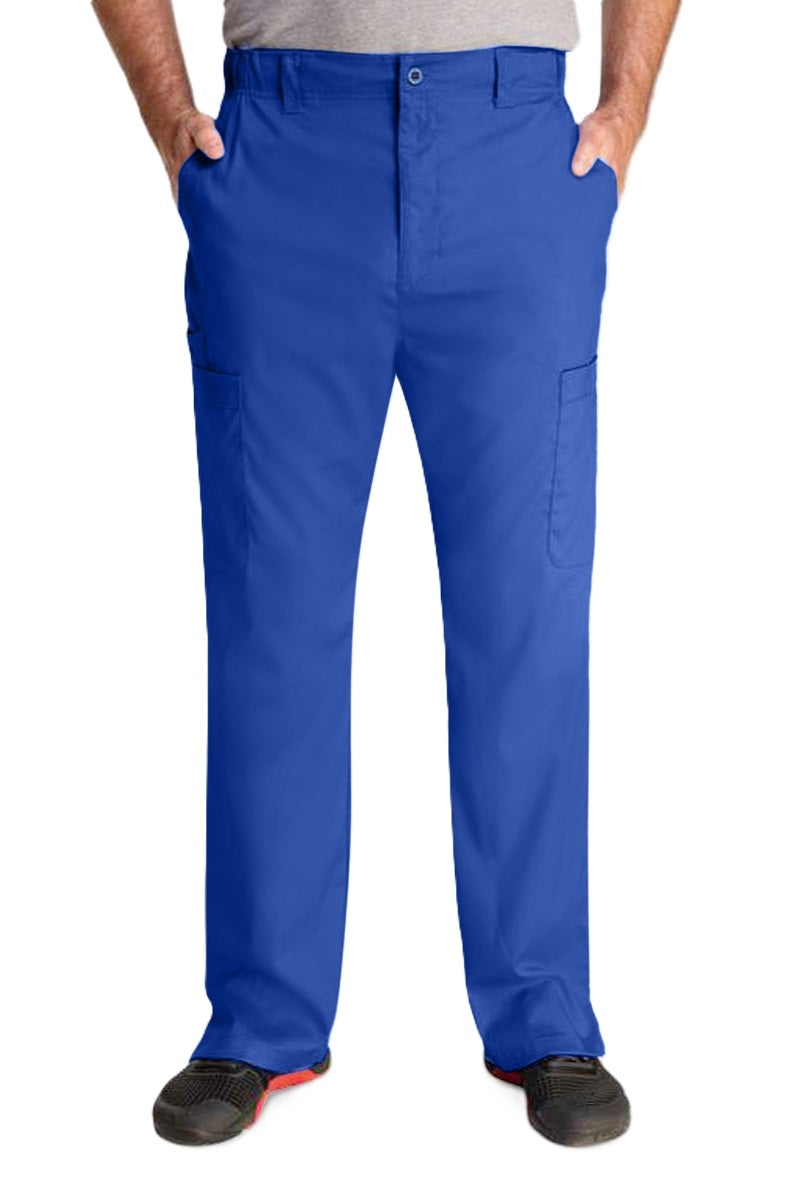 IRG Edge Men's Scrub Pants 6851 in royal blue - comfortable healthcare scrubs with modern semi-tapered fit, adjustable waistband, and multiple pockets for medical professionals.