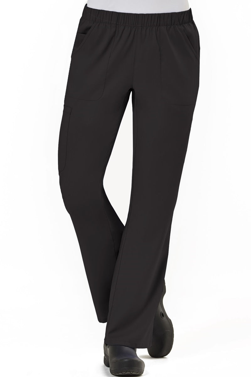 IRG Edge 6801 women's elastic waist scrub pants in black - boot cut medical scrubs for nurses and healthcare professionals.
