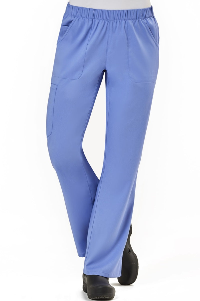 IRG Edge 6801 women's elastic waist scrub pants in ceil blue - boot cut medical scrubs for nurses and healthcare professionals.