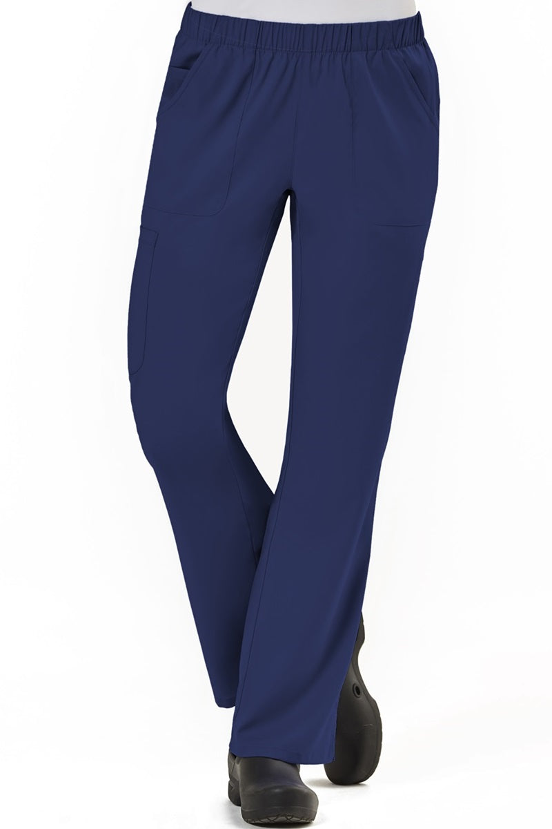 IRG Edge 6801 women's elastic waist scrub pants in navy blue - boot cut medical scrubs for nurses and healthcare professionals.