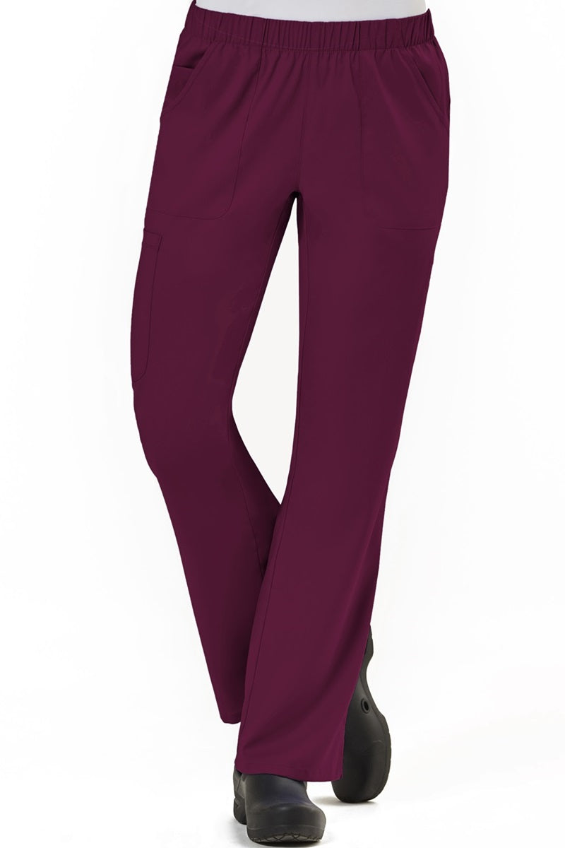 IRG Edge 6801 women's elastic waist scrub pants in wine - boot cut medical scrubs for nurses and healthcare professionals.