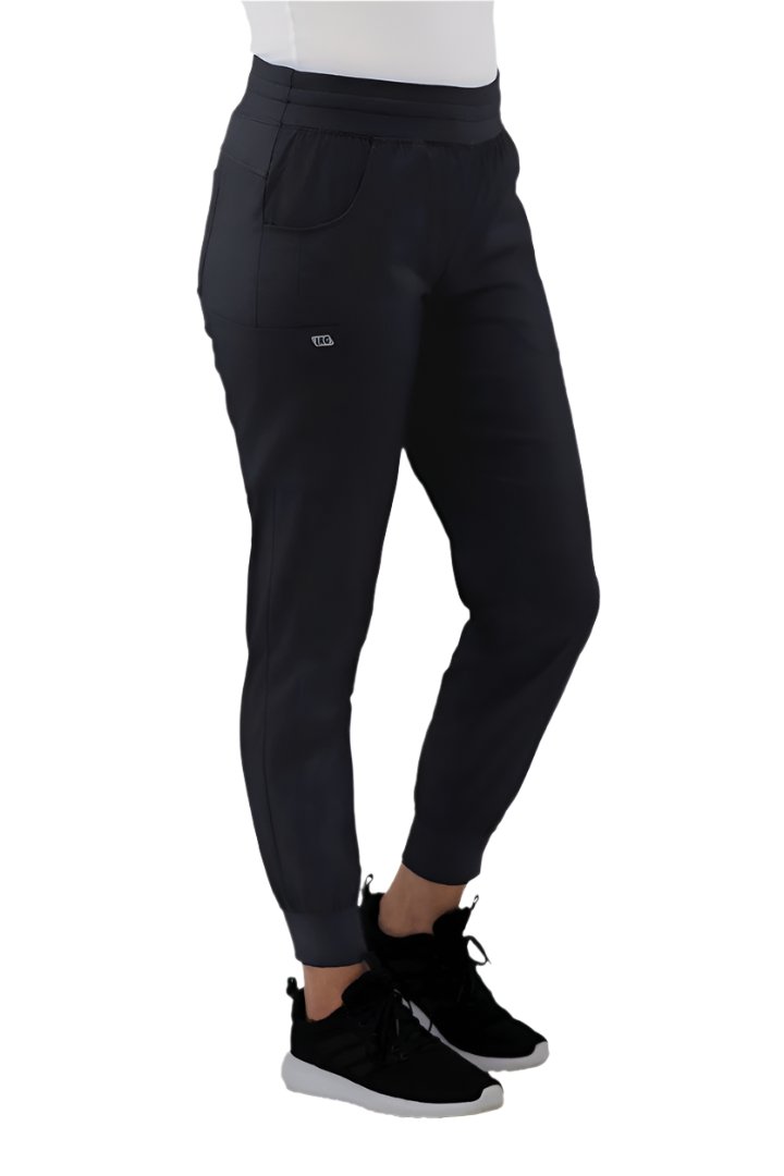 IRG Edge 6803 jogger scrub pants in black - premium medical scrubs with yoga waistband, multiple pockets, and athletic fit for nurses and healthcare workers.
