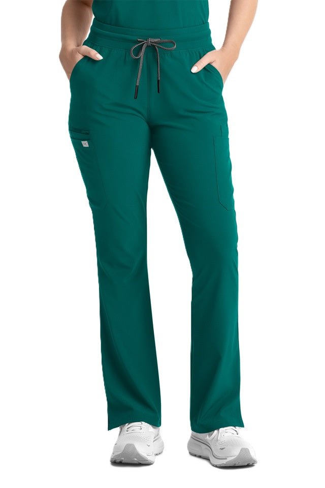 IRG EPIC 9813 women's flare leg scrub pants yoga waistband in hunter green.