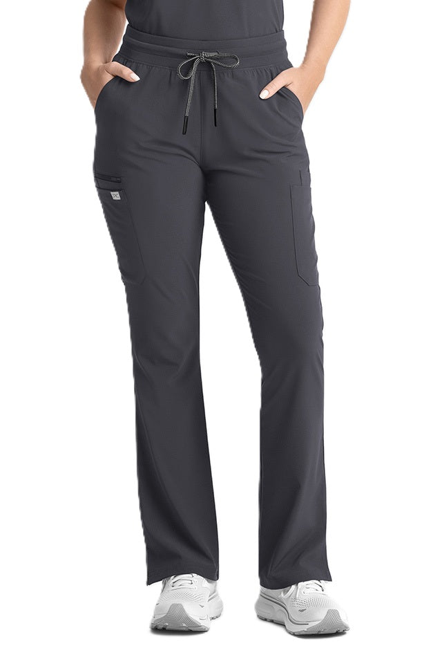 IRG EPIC 9813 women's flare leg scrub pants yoga waistband in pewter grey.
