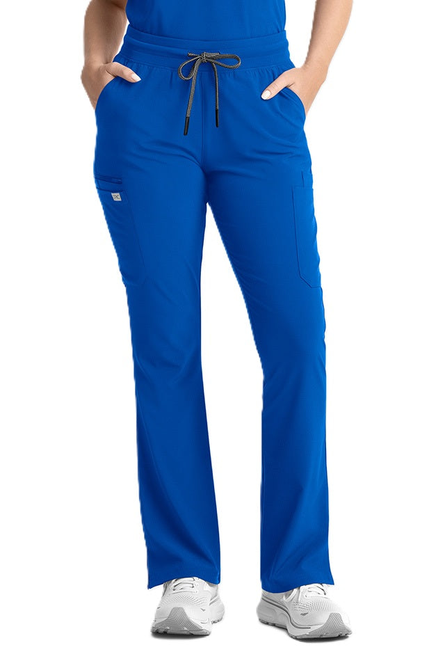 IRG EPIC 9813 women's flare leg scrub pants yoga waistband in royal blue.