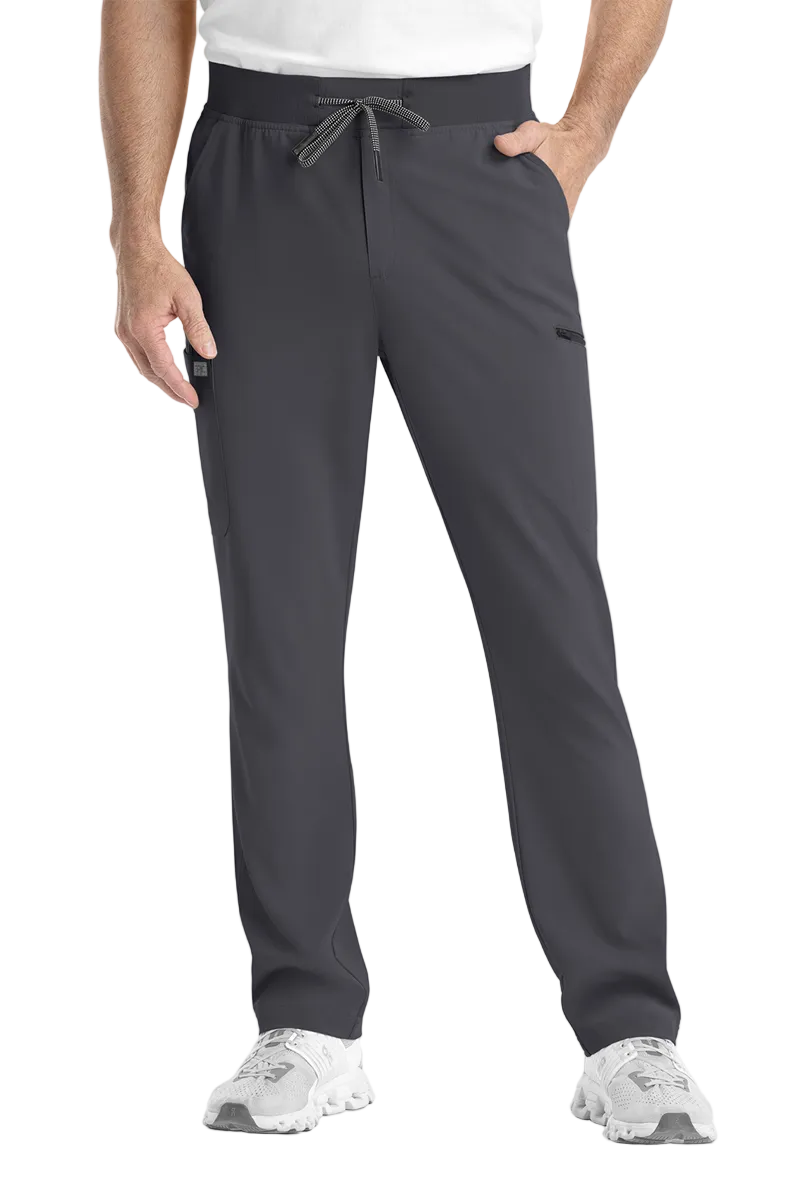 IRG EPIC 9851 men's scrub pants in pewter grey with four-way stretch, athletic cut, and multiple pockets for veterinary and dental professionals.