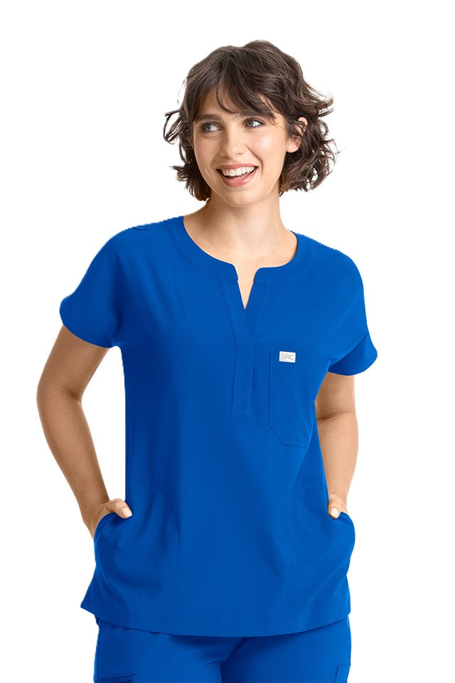 IRG EPIC 4804 royal blue dolman scrub top with mandarin collar and 3 pockets - women's medical uniform.