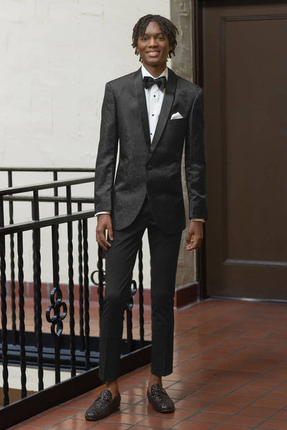 Jim's Formal Wear Mark of Distinction Black Paisley Aires Tuxedo – Slim Fit
