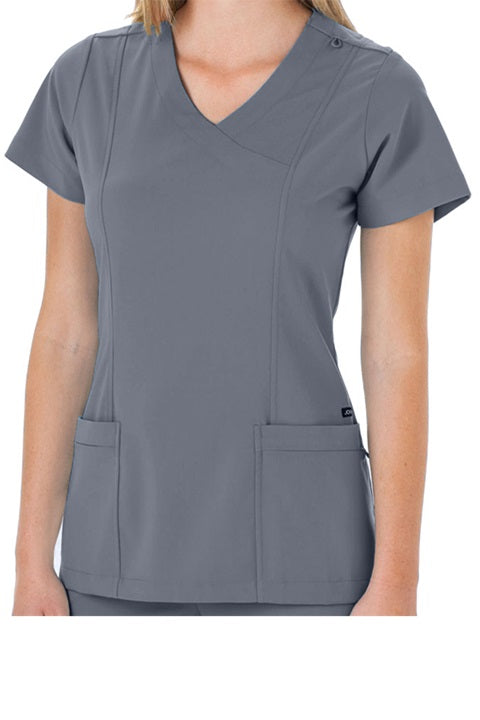 Jockey Scrub Top Mock Wrap in Pewter greyat Parker's Clothing & Scrubs.