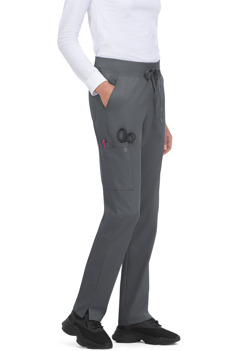 koi Cureology Atria C701 women's tapered leg scrub pants in pewter grey featuring fade-resistant fabric and cargo pocket design for healthcare workers.