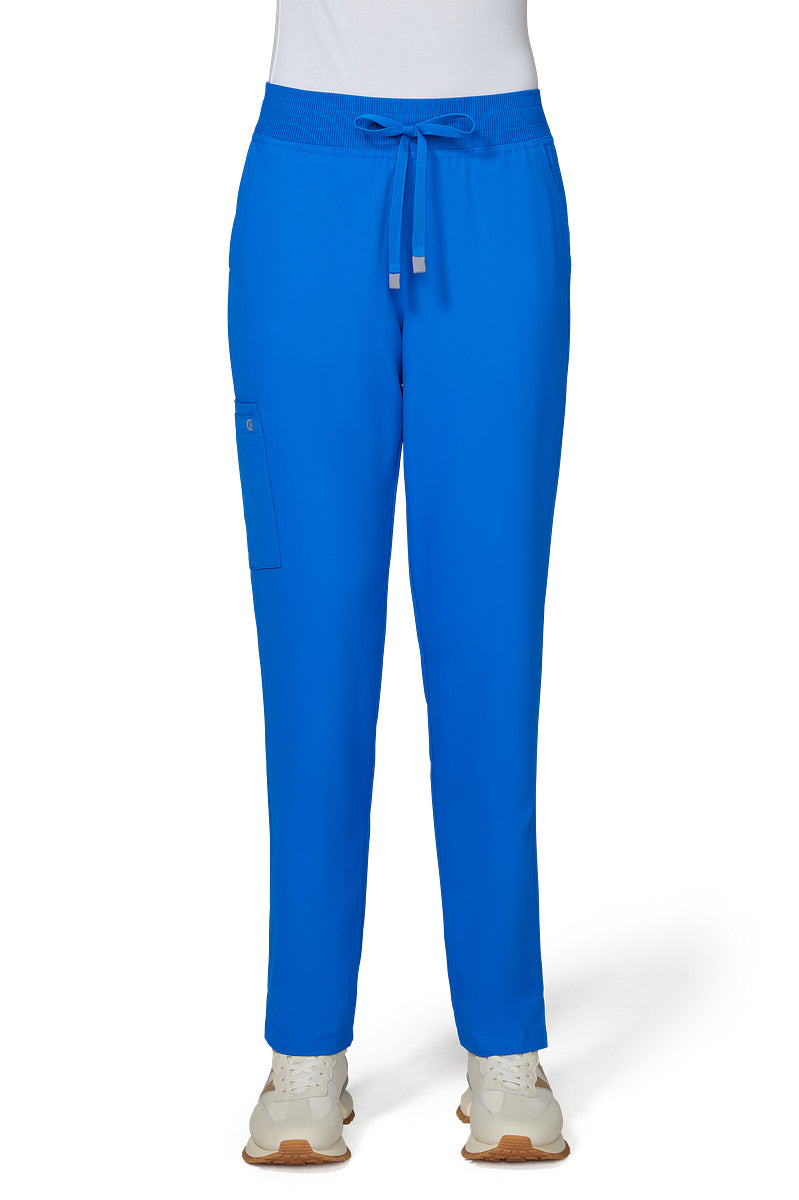 koi Cureology Atria C701 women's tapered leg scrub pants in royal blue featuring 7 cargo pockets and fade-resistant stretch twill fabric for healthcare professionals.