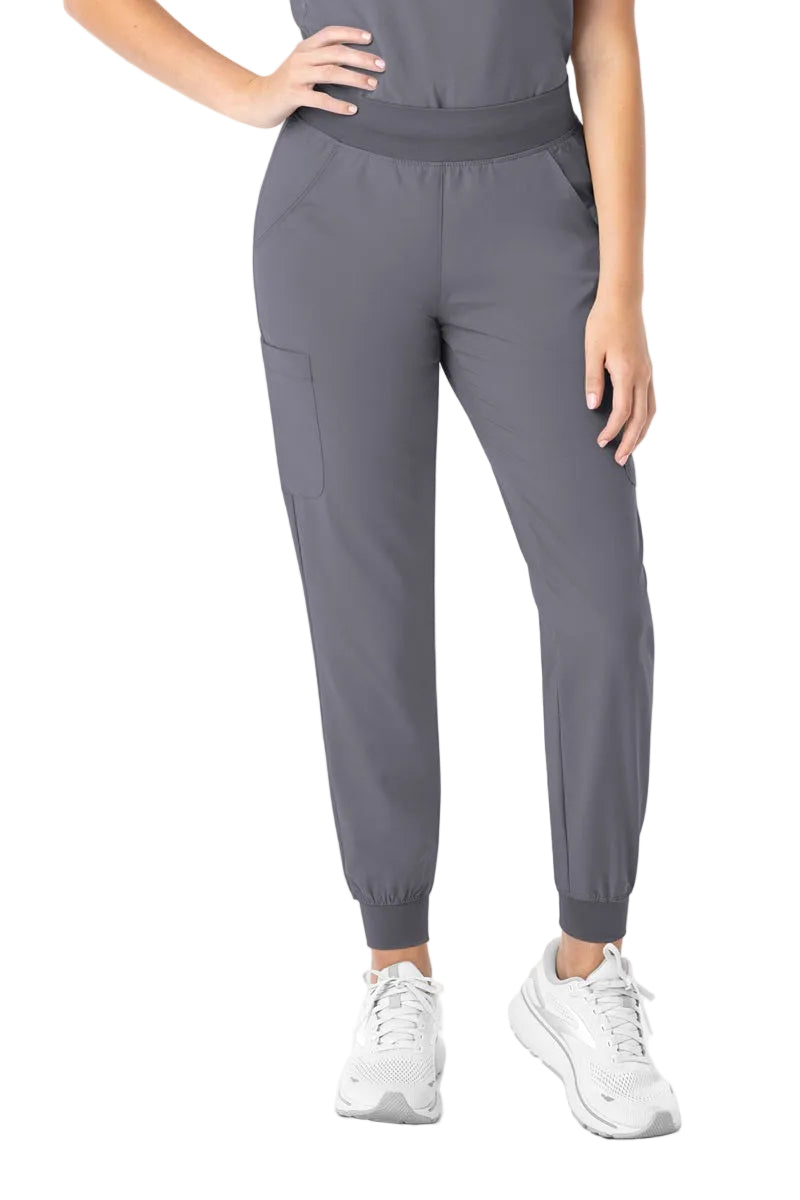 Maevn Momentum 5092 women's yoga waist jogger scrub pants in pewter grey with moisture-wicking fabric and athletic fit
