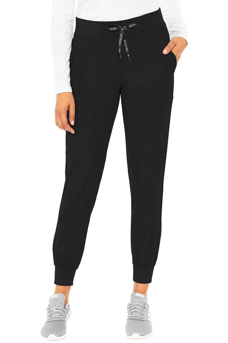 Med Couture Insight Jogger 2711 scrub pants in Black - moisture-wicking jogger scrubs with ribbed cuffs and drawstring waist
