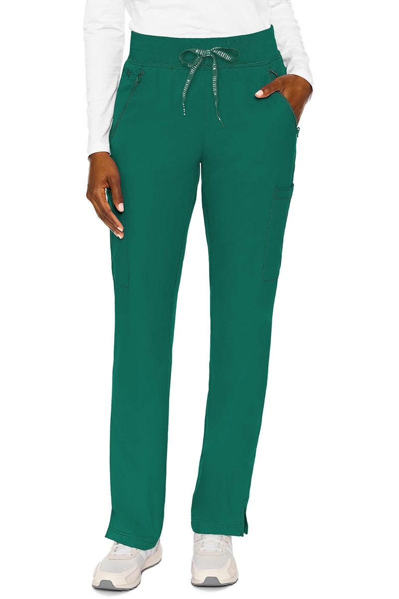 Med Couture Insight 2702 scrub pants in hunter green showing functional zipper pocket design for medical professionals
