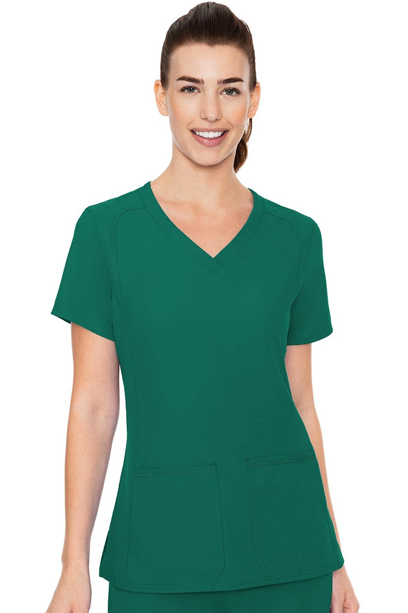 Med Couture Insight 2468 scrub top in hunter green - women's v-neck medical uniform with side pockets and moisture-wicking fabric

