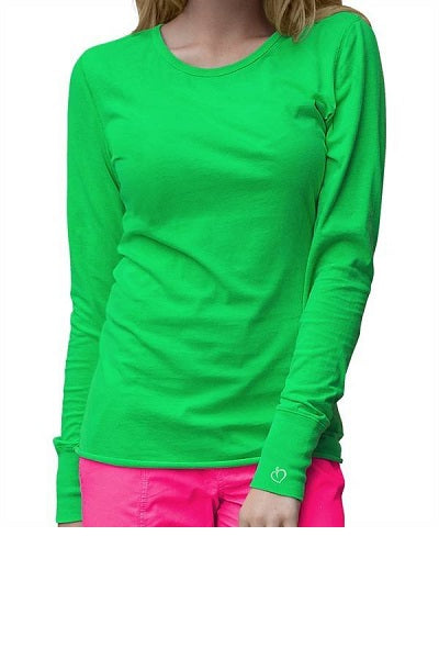 Med Couture Peaches Long Sleeve Tee in green.